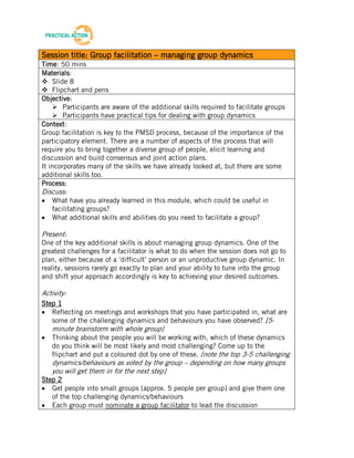 Facilitation Training Materials - Facilitator Guide | PDF
