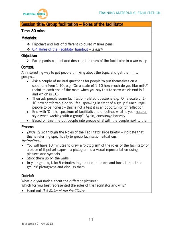 Facilitation Training Materials - Facilitator Guide