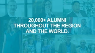 20,000+ ALUMNI
THROUGHOUT THE REGION
AND THE WORLD.
 