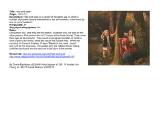 Traditional and pervasive games -- examples | PDF