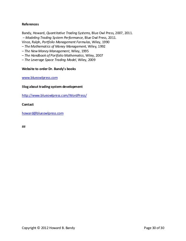 Modeling trading system performance howard bandy