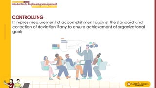 It implies measurement of accomplishment against the standard and
correction of deviation if any to ensure achievement of organizational
goals.
 