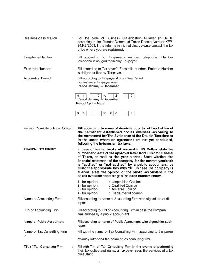 Instruction For The Completion Of Income Tax Return For Corporate