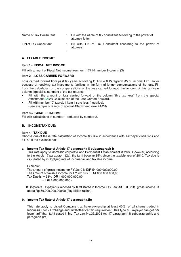 Instruction For The Completion Of Income Tax Return For Corporate