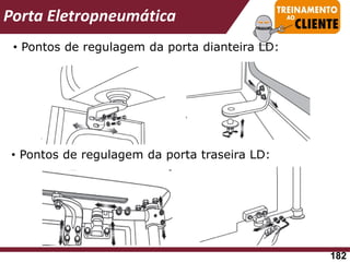 Porta Eletropneumática
• Pontos de regulagem da porta dianteira LD:
• Pontos de regulagem da porta traseira LD:
182
 