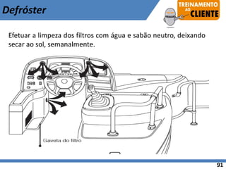 Efetuar a limpeza dos filtros com água e sabão neutro, deixando
secar ao sol, semanalmente.
Defróster
91
 