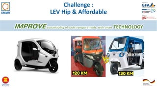 Challenge :
LEV Hip & Affordable
IMPROVE sustainability of each transport mode, with smart TECHNOLOGY
 