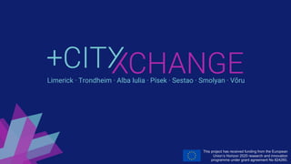 This project has received funding from the European
Union’s Horizon 2020 research and innovation
programme under grant agreement No 824260.
Limerick · Trondheim · Alba Iulia · Písek · Sestao · Smolyan · Võru
 