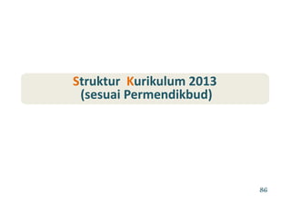 SStrukturtruktur KKurikulum 2013urikulum 2013SStruktur  truktur  KKurikulum 2013urikulum 2013
(sesuai Permendikbud)(sesuai Permendikbud)
86
 