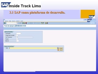 <ul><ul><li>3.1 SAP como plataforma de desarrollo. </li></ul></ul><ul><li>Tablas,  </li></ul><ul><li>Vistas,  </li></ul><u...