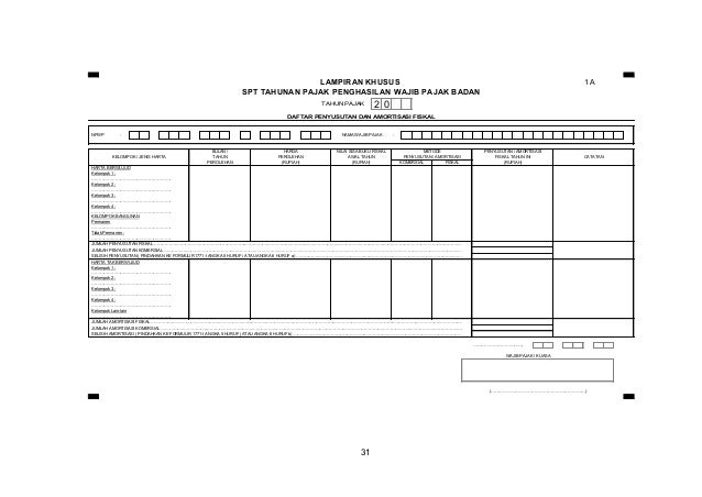 Download Lampiran Khusus Spt Tahunan Pph Badan Tentang Tahun