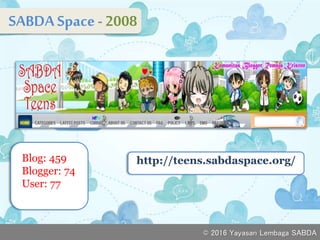 SABDASpace - 2008
Blog: 459
Blogger: 74
User: 77
http://teens.sabdaspace.org/
© 2016 Yayasan Lembaga SABDA
 