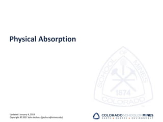 Updated: January 4, 2019
Copyright © 2017 John Jechura (jjechura@mines.edu)
Physical Absorption
 