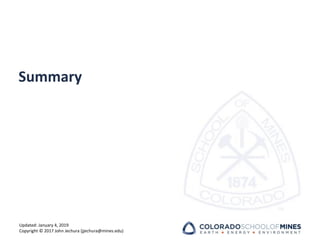 Updated: January 4, 2019
Copyright © 2017 John Jechura (jjechura@mines.edu)
Summary
 