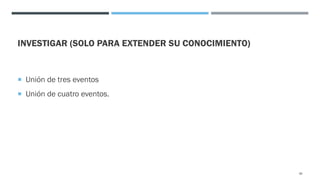 INVESTIGAR (SOLO PARA EXTENDER SU CONOCIMIENTO)
¡ Unión de tres eventos
¡ Unión de cuatro eventos.
38
 