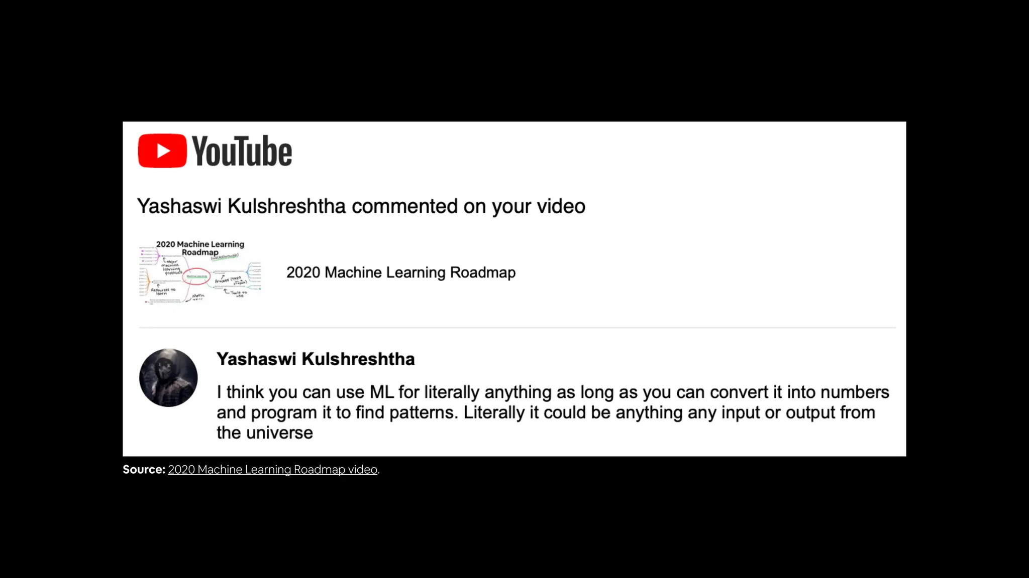 Source: 2020 Machine Learning Roadmap video.
 