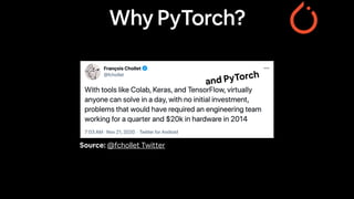 Why PyTorch?
Source: @fchollet Twitter
and PyTorch
 
