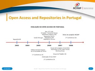 Open Access and Repositories in Portugal<br />5<br />RCAAP - Repositório Cientifico de Acesso Aberto de Portugal<br />In N...