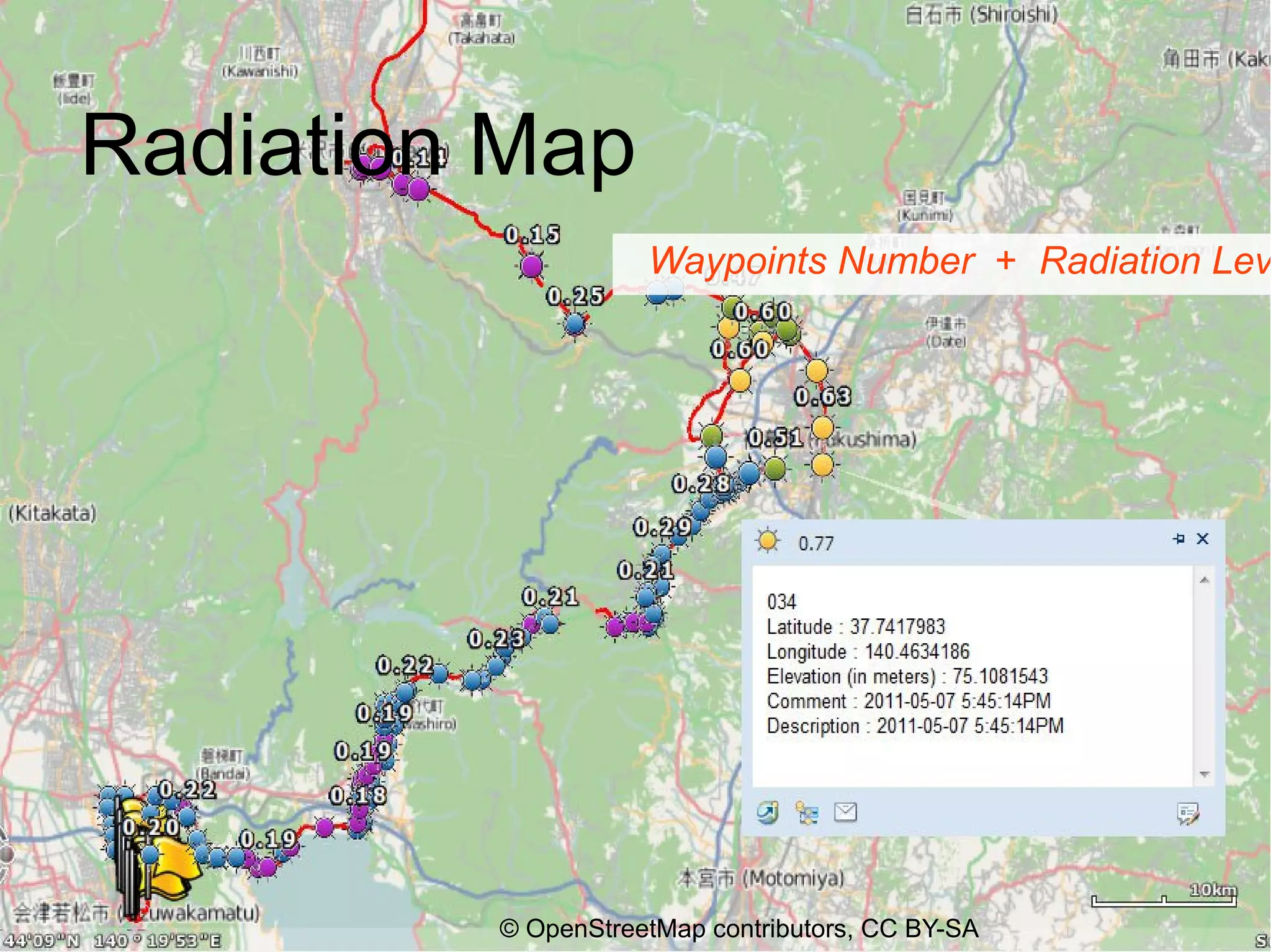 Radiation Map
                    Waypoints Number + Radiation Lev




         © OpenStreetMap contributors, CC BY-SA
 