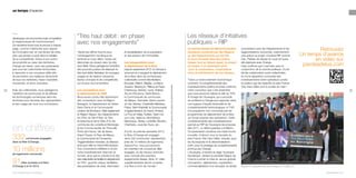 un temps d’avance

développer une économie locale compétitive
et respectueuse de l’environnement.
Ce neuvième tome nous le prouve à chaque
page, comme il démontre que l’apport
de l’innovation est, en ces temps de crise,
plus que jamais crucial dans la bataille
de la compétitivité. Grâce à son action
de proximité au cœur des territoires,
Orange est résolu, avec ses partenaires
que sont les collectivités territoriales,
à répondre à ces nouveaux défis afin
de permettre une meilleure attractivité
de tous nos territoires, l’essor d’activités
innovantes, et donc d’emplois.

14

Avec les collectivités, nous partageons
l’ambition de promouvoir et de diffuser
les technologies numériques dans les
territoires pour favoriser leur appropriation
et leur usage par tous nos concitoyens.

en chiffres
332

communes engagées
dans la fibre d’Orange.

10 millions
de logements concernés.

91

villes ouvertes à la fibre
d’Orange à la fin 2013.
Vive la République numérique !

Les réseaux d’initiatives
publiques – RIP

“Très haut débit : en phase
avec nos engagements”
“Après les efforts fournis pour
l’aménagement numérique du
territoire en haut débit, l’enjeu est
désormais de réussir celui du très
haut débit. Nous partageons l’ambition
des pouvoirs publics de déployer le
très haut débit, libérateur de nouveaux
usages et de relation citoyenne,
facteur d’emploi et de compétitivité,
sur et pour tout le territoire.
Les conventions pour
le déploiement du FttH
Nous avons conclu très récemment
des conventions avec la Région
Bretagne, le Département de SeineSaint-Denis et la Communauté
urbaine de Bordeaux. Mais également
la Région Alsace ; les Départements
du Cher, du Val-d’Oise, du Tarnet-Garonne et de la Côte-d’Or, les
communes de Lunéville et Montargis ;
et les Communautés de ThionvillePorte de France, Val de Seine,
Grand Troyes ; le Pays de Meaux ;
la Communauté de l’Auxerrois ;
l’Agglomération niortaise, du Marsan,
ainsi que celle du Grand Montauban.
Ces conventions reflètent à la fois
notre investissement financier et
humain, ainsi que la volonté et le rôle
des collectivités de faciliter le déploiement
du FttH : guichet unique, facilitation
des autorisations de voirie, information

Ce sont les réseaux de télécommunication
physiques construits par des Régions
ou des Départements qui ont fait
le choix d’investir dans leur propre
réseau, tout en faisant appel, la plupart
du temps, à un partenaire privé
pour la construction, l’exploitation
et/ou la maintenance de ces réseaux.

et sensibilisation de la population
et des acteurs de l’immobilier.
Les inaugurations pour
le déploiement de la fibre
Depuis septembre 2012, le Groupe a
annoncé et a inauguré le déploiement
de la fibre dans de nombreuses
collectivités comme Montbéliard,
Bourges, Belfort, Bègles, Le Mans,
Auxerre, Besançon, Rillieux-la-Pape,
Cherbourg, Vannes, Laval, Antibes,
Aix-en-Provence, Saint-Brieuc,
la Communauté de communes
de Meaux, Grenoble, Saint-Laurentdu-Var, Nantes, Charleville-Mézières,
Fréjus, Saint-Raphaël, la Communauté
d’agglomération du Havre, Amiens,
Le Puy-en-Velay, Aurillac, Saint-Cyrsur-Loire, Valence, Montélimar,
Manosque, Yerres, Lunéville, Moulins,
Chambéry, Joué-lès-Tours, etc.
À la fin du premier semestre 2013,
la fibre d’Orange est engagée
dans 332 communes, représentant
près de 10 millions de logements.
Aujourd’hui, nous poursuivons
les chantiers de couverture déjà
engagés, où les travaux avancent
avec l’arrivée des premiers
équipements réseau. Ainsi, 91 villes
supplémentaires seront ouvertes
à la fibre à la fin de l’année.”

Toute reproduction du présent ouvrage, totale ou partielle, quel que soit le support, est strictement interdite.

•••

“Dans un environnement économique
contraint, la complémentarité des
investissements publics et privés confirme
notre conviction que c’est ensemble
que nous pourrons relever le défi du THD.
À l’image de l’Auvergne, qui a accordé
sa confiance à Orange pour apporter, dans
une logique d’équité territoriale et de
complémentarité technologique, le THD
à la population non concernée par les
programmes de déploiement de la fibre
sur fonds propres des opérateurs. Cette
complémentarité des investissements
permet au RIP de l’Auvergne de proposer,
dès 2017, un débit supérieur à 8 Mbit/s.
Ce partenariat constitue une triple bonne
nouvelle : d’abord, pour la réussite du
plan France Très Haut Débit ; ensuite, pour
les Auvergnats et la décentralisation ;
enfin, pour la stratégie de complémentarité
promue par Orange.
L’Auvergne, à travers sa régie ‘Auvergne
Numérique’, devient la première Région de
France à porter la mise en œuvre globale
(conception, déploiement, exploitation,
commercialisation) d’un tel projet, en étroite

concertation avec les Départements et les
Agglomérations concernés, unanimement
unis autour du projet. D’autres RIP comme
Dax, Plateau de Saclay et Laval ont aussi
été déployés avec Orange.
Cela confirme que c’est bien avec la
conjonction de la volonté politique, d’une
étroite collaboration entre collectivités,
et d’une répartition concertée des
investissements entre opérateurs privés
et publics que les objectifs du plan France
Très Haut Débit sont à portée de main.”

Retrouvez
Un temps d’avance
en vidéo sur
parolesdelus.com

15

Signature du partenariat public-privé Auvergne, le 16 juillet 2013.

parolesdelus.com

 