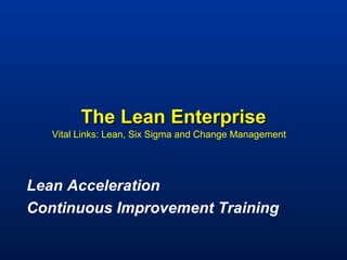 The Lean Enterprise Vital Links: Lean, Six Sigma and Change Management  Lean Acceleration  Continuous Improvement Training 