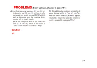 211
Solution
a)
PROBLEMS (From Callister, chapter 6, page 191)
 