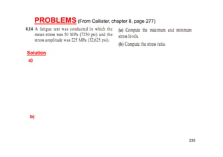 235
PROBLEMS (From Callister, chapter 8, page 277)
Solution
a)
b)
 