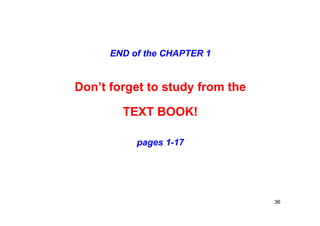 END of the CHAPTER 1
Don’t forget to study from the
TEXT BOOK!
pages 1-17
36
 