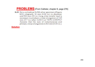 255
PROBLEMS (From Callister, chapter 8, page 278)
Solution
 