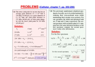 PROBLEMS (Callister, chapter 7, pp. 202-206)
333
Solution:
Solution:
 