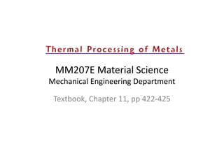 MM207E Material Science
Mechanical Engineering Department
Textbook, Chapter 11, pp 422‐425
 