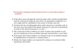 The procedure employed in determination of the h, k, and l index numbers is
as follows:
41
 