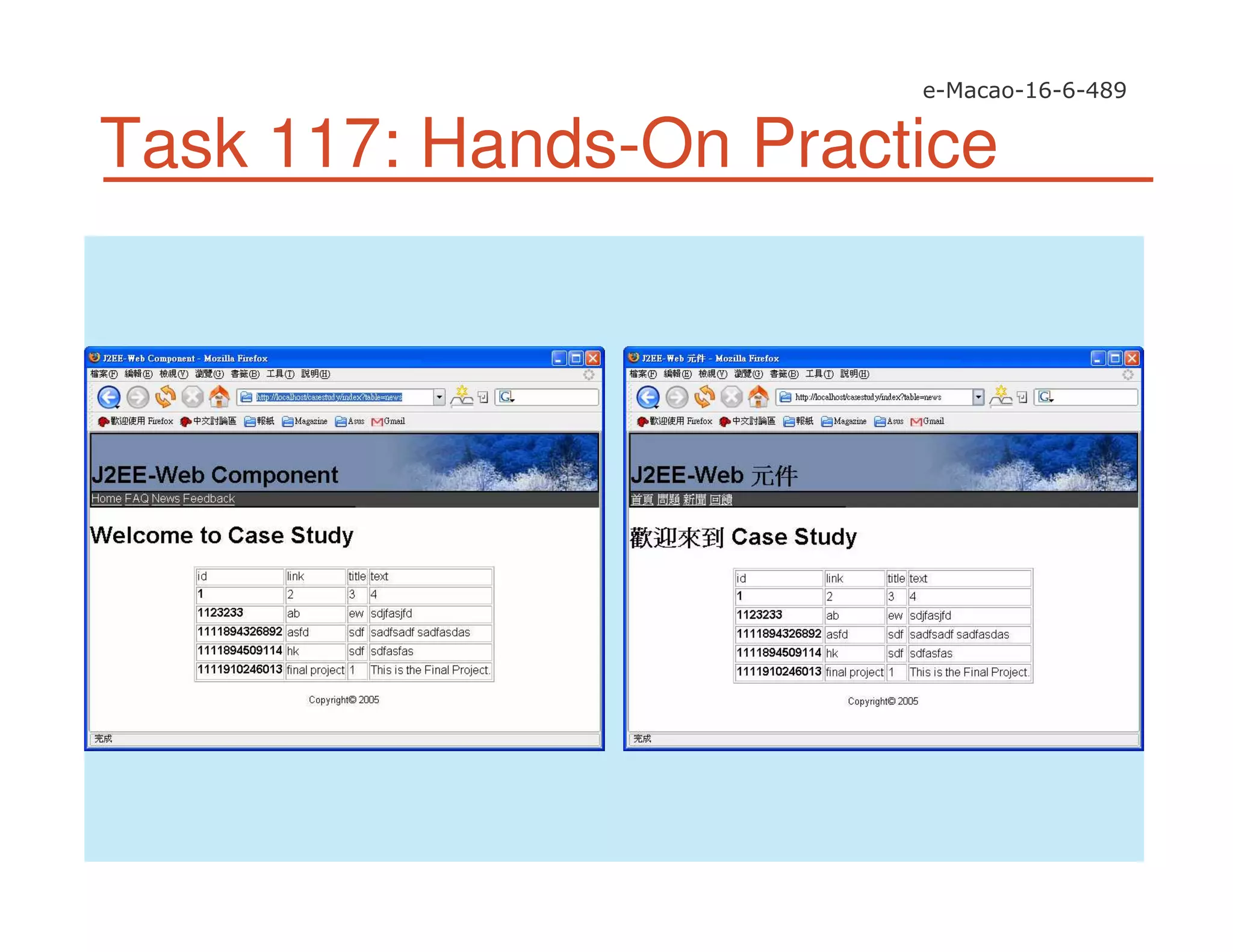 Task 117: Hands-On Practice
 