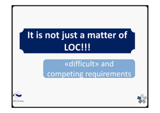 SEA GroupSEA Group
It is not just a matter of
LOC!!!
«difficult» and
competing requirements
 