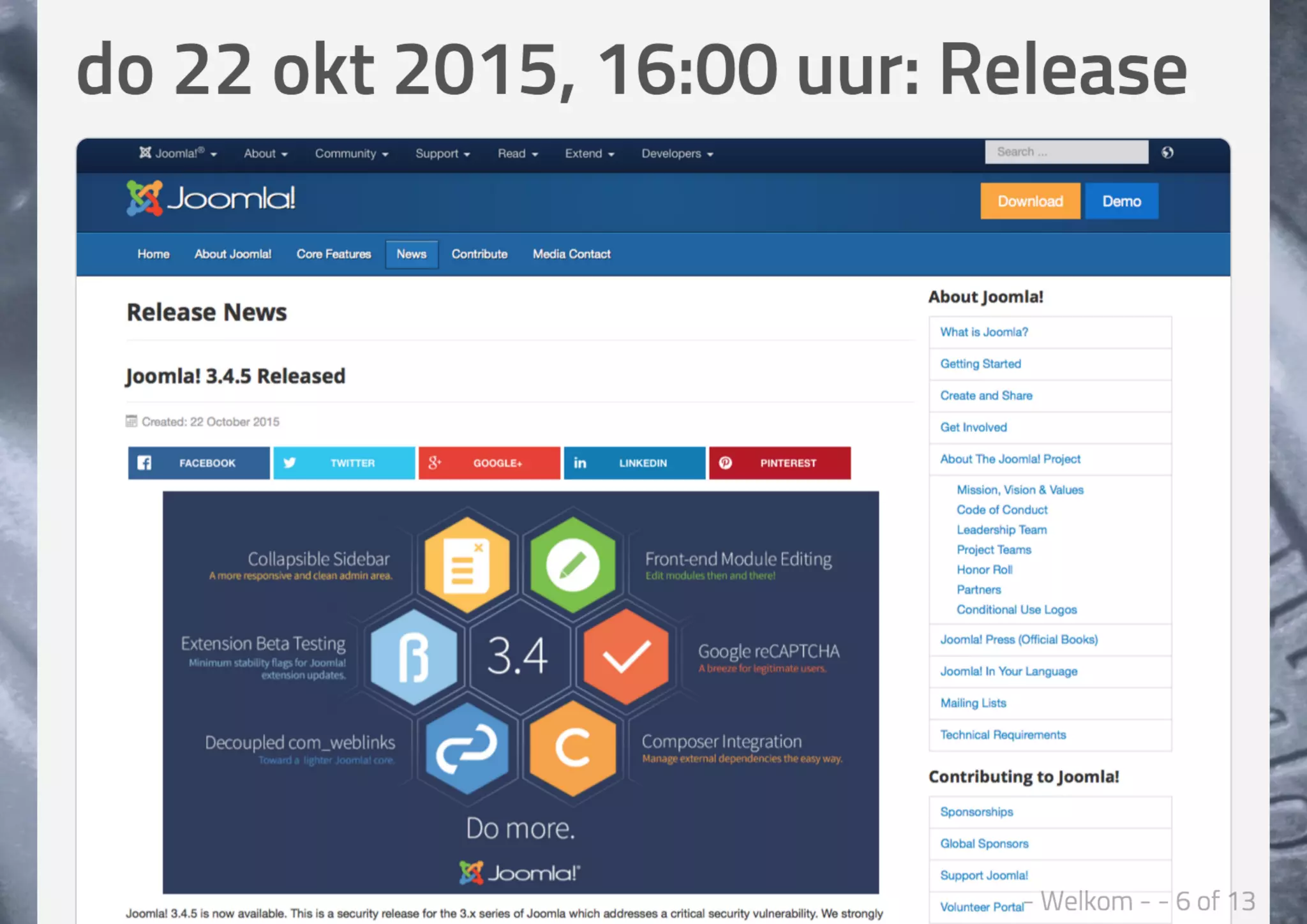 Joomla Security Expert Session - Welkom & Joomla 3.4.5