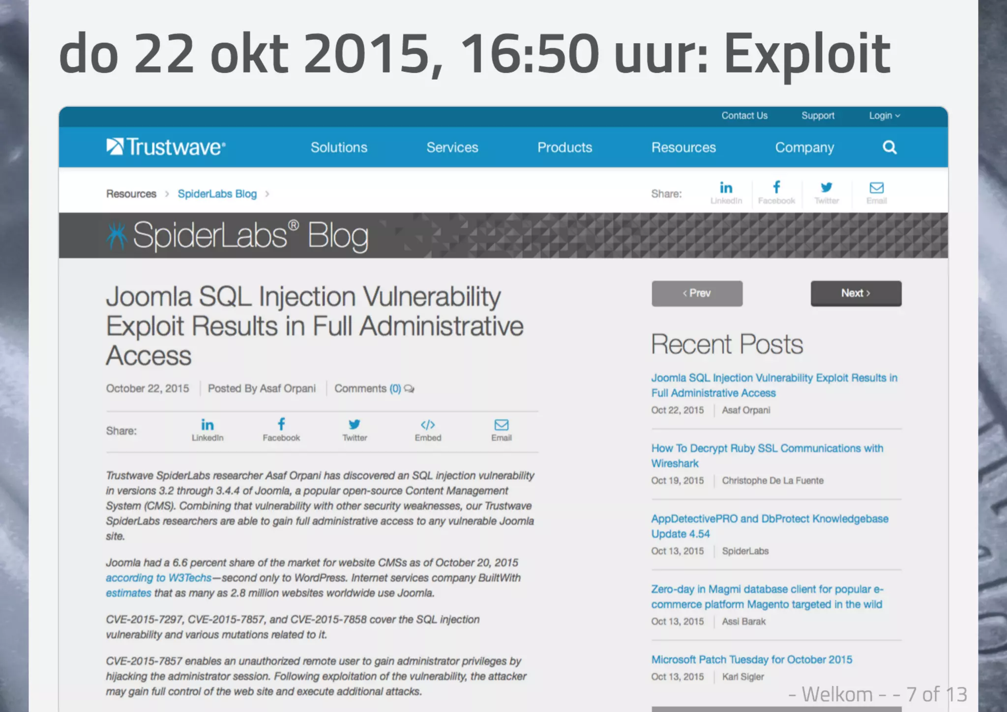 Joomla Security Expert Session - Welkom & Joomla 3.4.5