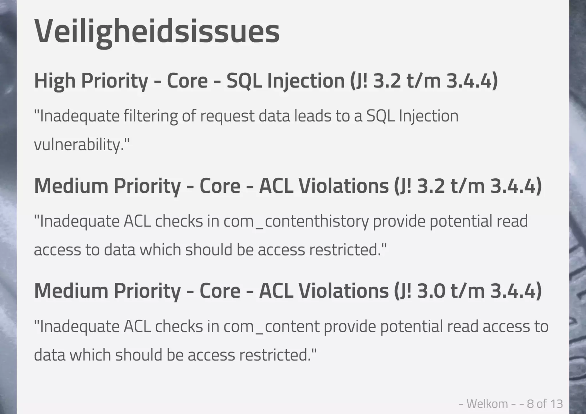 Joomla Security Expert Session - Welkom & Joomla 3.4.5