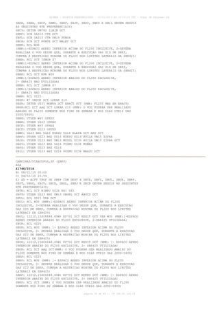 AISWEB - BOLETIM PERSONALIZADO - 01/01/2015 às 13:20:15 UTC - Total de Páginas: 64
página 34 de 64 :: IP 189.62.162.43
SBSR, SBBH, SBCF, SBMO, SBRF, SBJP, SBSV, SBPS E SBIL DEVEM SEGUIR
AS SEGUINTES RTE PREFERENCIAIS:
SBCY: DETUB UM782 ILNIM DCT
SBNF: SCB UA310 CTB DCT
SBFL: SCB UA310 CTB UW19 PONCA
SBCA: SCB DCT PONTE DCT MALEV DCT
SBBR: RCL W30
(RMK:1-ESPACO AEREO INFERIOR ACIMA DO FL200 INCLUSIVE, 2-DEVERA
REALIZAR O VOO DESDE QUE, DURANTE A EXECUCAO DAS SID DE SBKP,
CUMPRA A RESTRICAO MINIMA DO FL200 NOS LIMITES LATERAIS DA SBR425)
SBBR: RCL DCT ISMOB Z7
(RMK:1-ESPACO AEREO INFERIOR ACIMA DO FL200 INCLUSIVE, 2-DEVERA
REALIZAR O VOO DESDE QUE, DURANTE A EXECUCAO DAS SID DE SBKP,
CUMPRA A RESTRICAO MINIMA DO FL200 NOS LIMITES LATERAIS DA SBR425)
SBBR: RCL DCT RPR W30
(RMK:1-ESPACO AEREO INFERIOR ABAIXO DO FL200 EXCLUSIVE,
2- SBR425 NAO UTILIZADA)
SBBR: RCL DCT ISMOB Z7
(RMK:1-ESPACO AEREO INFERIOR ABAIXO DO FL200 EXCLUSIVE,
2- SBR425 NAO UTILIZADA)
SBBR: RCL UZ25
SBSR: W7 OBDOK DCT LOKAR Z10
SBSR: DETUB UZ21 MOMVA DCT ENACT DCT (RMK: FL200 MAX EM ENACT)
SBSR:RCL DCT AAQ DCT LOKAR Z10 (RMK: O VOO PODERA SER REALIZADO
ABAIXO DO FL200 SOMENTE NOS FINS DE SEMANA E NOS DIAS UTEIS DAS
2000/0800)
SBBH: UTGER W45 OPKES
SBBH: UTGER UZ23 OPKES
SBCF: UTGER W45 OPKES
SBCF: UTGER UZ23 OPKES
SBMO: UZ23 BHZ UZ16 KOKSU UZ14 ELEFA DCT ARU DCT
SBRF: UTGER UZ23 BHZ UZ16 KOKSU UZ14 AVILA UW10 ZIPAR
SBJP: UTGER UZ23 BHZ UW13 MUDOL UZ30 AVILA UW10 ZIPAR DCT
SBSV: UTGER UZ23 BHZ UZ16 POSMU UZ36 MUMAS
SBPS: UTGER UZ23 BHZ UZ16
SBIL: UTGER UZ23 BHZ UZ16 POSMU UZ36 MARSU DCT
CAMPINAS/VIRACOPOS,SP (SBKP)
AGA
Z1746/2014
B) 08/01/15 00:00
C) 04/03/15 23:59
E) AD - ACFT TKOF DE SBKP COM DEST A SBTE, SBFZ, SBUL, SBUR, SBRP,
SBVT, SBGO, SBJV, SBCX, SBGL, SBRJ E SBCN DEVEM SEGUIR AS SEGUINTES
RTE PREFERENCIAIS:
SBTE: RCL DCT NIMPU UZ26 BSI UZ5
SBFZ: UTGER UZ23 BHZ UW13 OBGEL DCT ABUCU DCT
SBUL: RCL UZ25 URB DCT
SBUL: RCL W30 (RMK:1-ESPACO AEREO INFERIOR ACIMA DO FL200
INCLUSIVE, 2-DEVERA REALIZAR O VOO DESDE QUE, DURANTE A EXECUCAO
DAS SID DE SBKP, CUMPRA A RESTRICAO MINIMA DO FL200 NOS LIMITES
LATERAIS DA SBR425)
SBUL: (2212.15S04648.65W) KP701 DCT KEXIT DCT URB W30 (RMK:1-ESPACO
AEREO INFERIOR ABAIXO DO FL200 EXCLUSIVE, 2-SBR425 UTILIZADA)
SBUR: RCL UZ25
SBUR: RCL W30 (RMK: 1- ESPACO AEREO INFERIOR ACIMA DO FL200
INCLUSIVE, 2- DEVERA REALIZAR O VOO DESDE QUE, DURANTE A EXECUCAO
DAS SID DE SBKP, CUMPRA A RESTRICAO MININA DO FL200 NOS LIMITES
LATERAIS DA SBR425)
SBUR: (2212.15S04648.65W) KP701 DCT KEXIT DCT (RMK: 1- ESPACO AEREO
INFERIOR ABAIXO DO FL200 EXCLUSIVE, 2- SBR425 UTILIZADA)
SBUR: RCL DCT AAQ DCT(RMK: O VOO PODERA SER REALIZADO ABAIXO DO
FL200 SOMENTE NOS FINS DE SEMANA E NOS DIAS UTEIS DAS 2000-0800)
SBRP: RCL UZ25
SBRP: RCL W30 (RMK: 1- ESPACO AEREO INFERIOR ACIMA DO FL200
INCLUSIVE, 2- DEVERA REALIZAR O VOO DESDE QUE, DURANTE A EXECUCAO
DAS SID DE SBKP, CUMPRA A RESTRICAO MINIMA DO FL200 NOS LIMITES
LATERAIS DA SBR425)
SBRP: (2212.15S04648.65W) KP701 DCT MUKNU DCT (RMK: 1- ESPACO AEREO
INFERIOR ABAIXO DO FL200 EXCLUSIVE, 2- SBR425 UTILIZADA)
SBRP: RCL DCT (RMK: O VOO PODERA SER REALIZADO ABAIXO DO FL200
SOMENTE NOS FINS DE SEMANA E NOS DIAS UTEIS DAS 2000-0800)
 