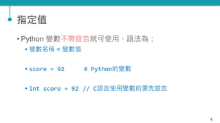 TQC+ 程式語言 Python 01：變數與輸出入 | PPTX