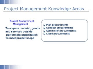 Project Management Knowledge Areas
 