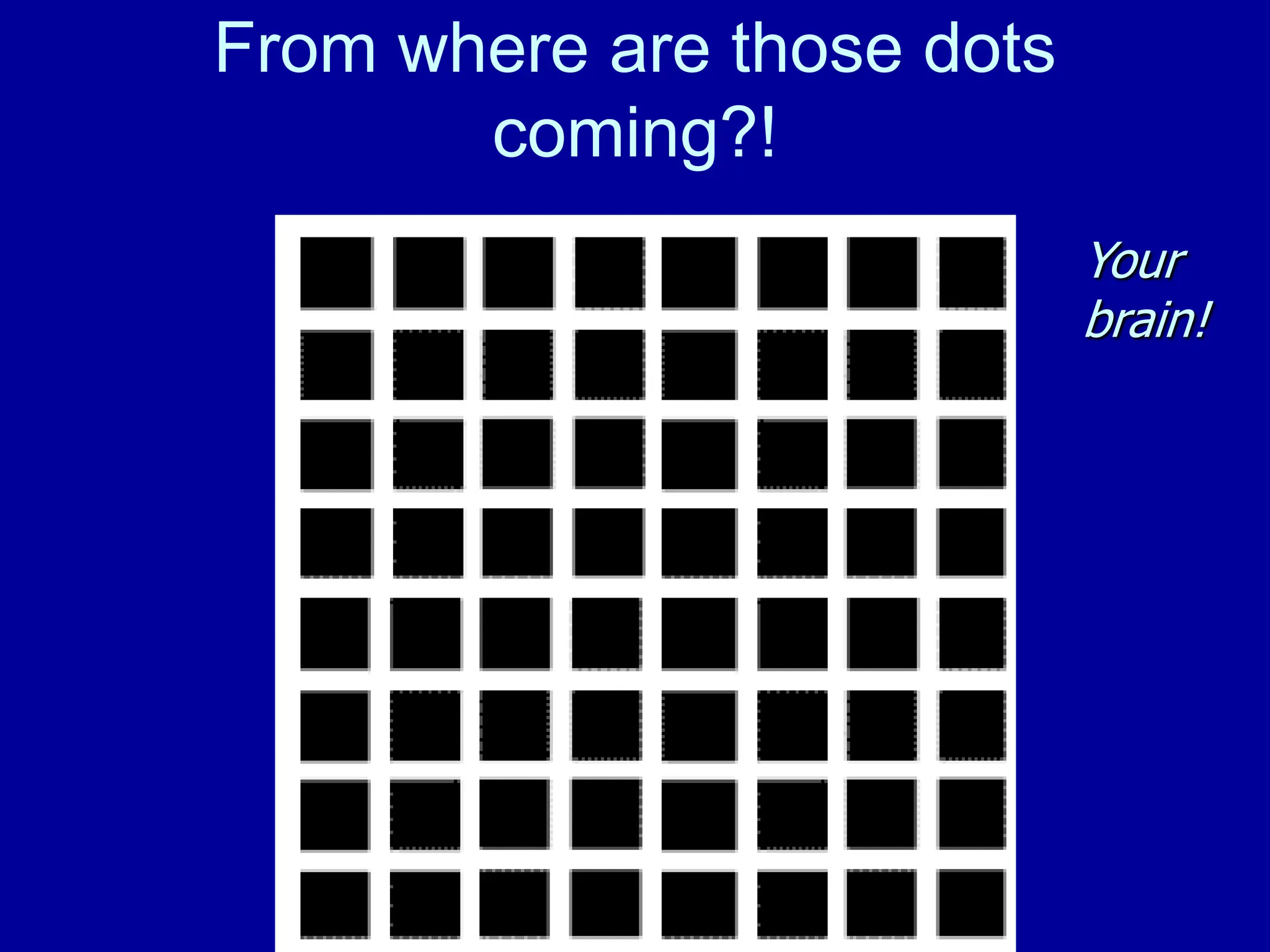 From where are those dots
coming?!
Your
brain!
 
