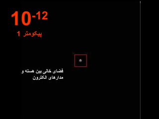 فضای خالی بین هسته و مدارهای الکترون 10 -12 1  پیکومتر 