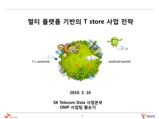 멀티 플랫폼 기반의 T store 사업 젂략




           2010. 3. 10

     SK Telecom Data 사업본부
        OMP 사업팀 황순기

                 1
 