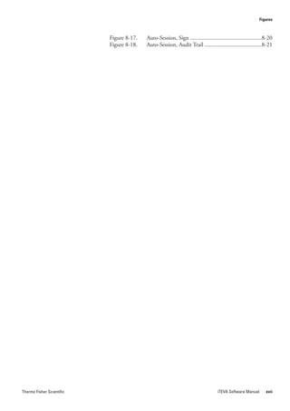 Figures



                           Figure 8-17.   Auto-Session, Sign .................................................8-20
                           Figure 8-18.   Auto-Session, Audit Trail .......................................8-21




Thermo Fisher Scientific                                                          iTEVA Software Manual       xvii
 