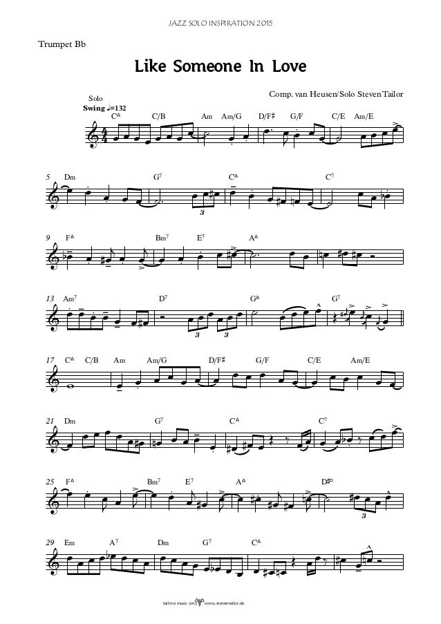 01 12 like someone in love solo melodie trumpet in bb trumpet solo sheet music