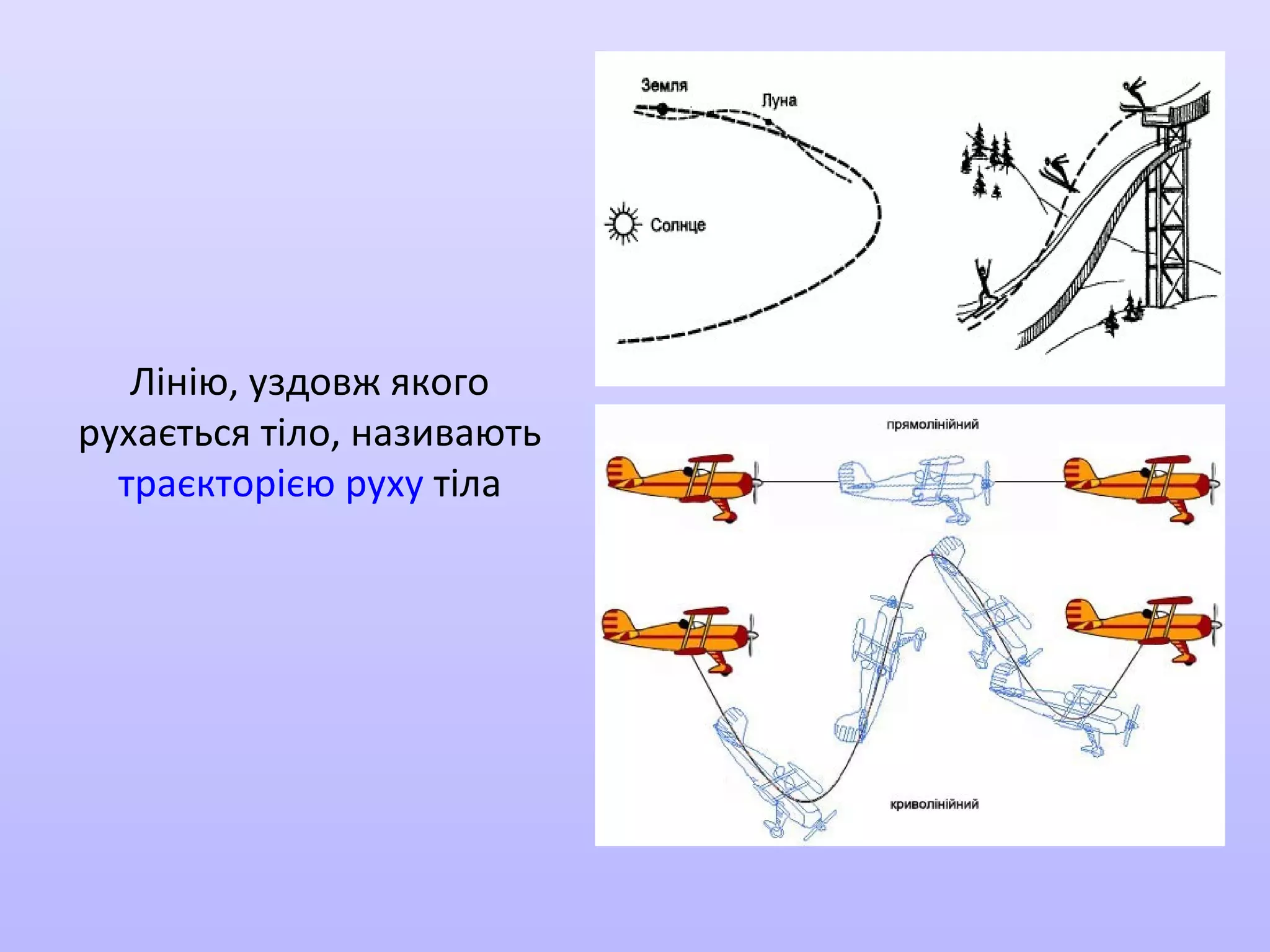 Лінію, уздовж якого
рухається тіло, називають
траєкторією руху тіла

 