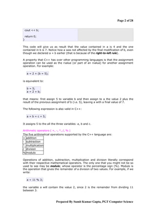 C++ revision tour | PDF