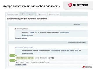 Быстро запустить акцию любой сложности
 