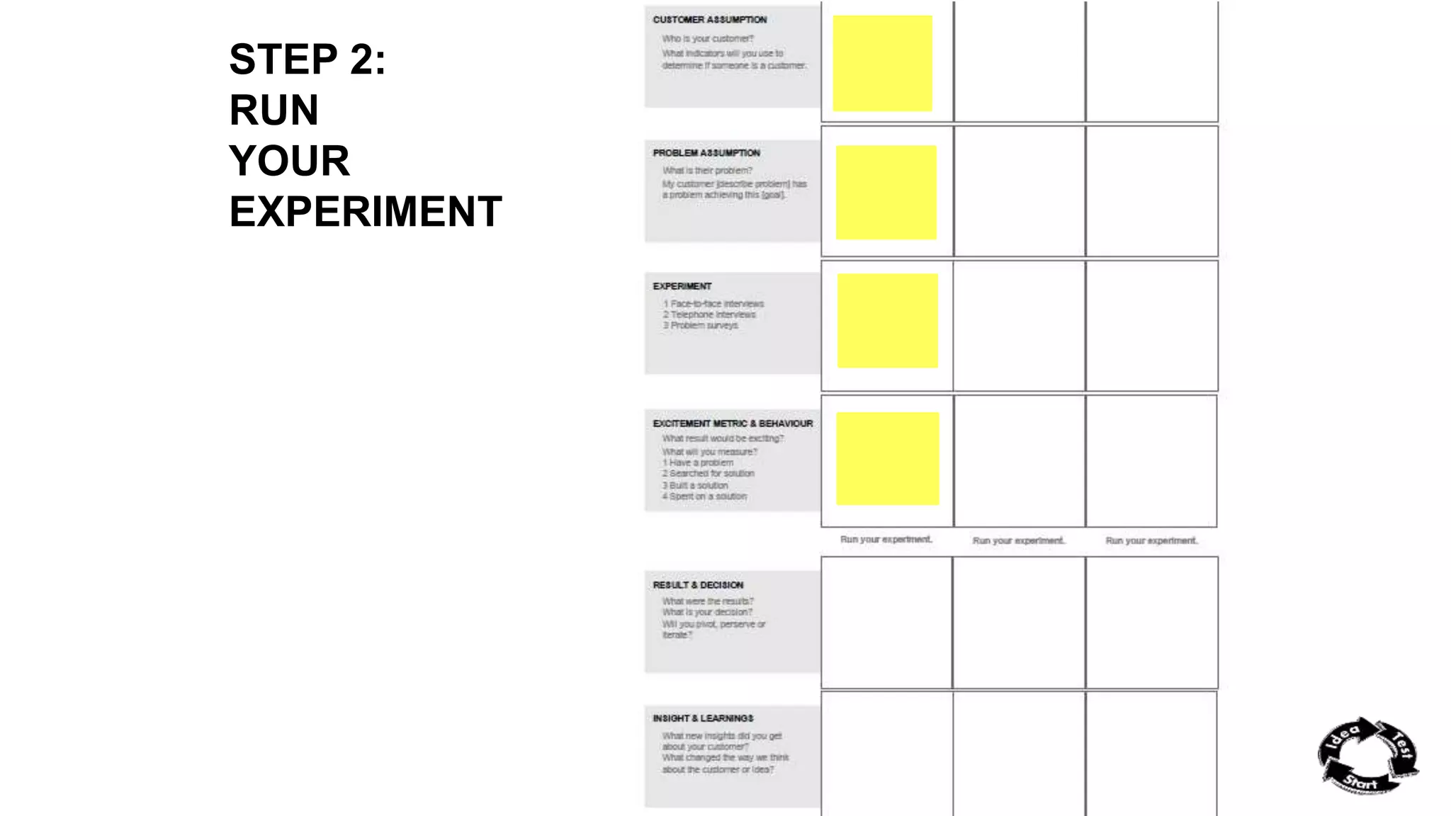 STEP 2: 
RUN 
YOUR 
EXPERIMENT 
 
