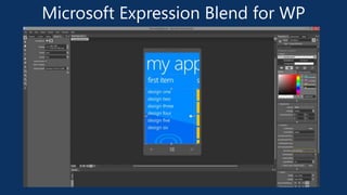 Visual Studio’s project template
Template Description
Windows Phone Application Creates a project that can be used as a st...